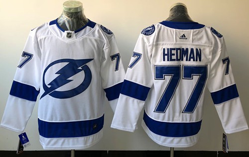 Adidas Lightning #77 Victor Hedman White Road Authentic Stitched NHL Jersey - Click Image to Close